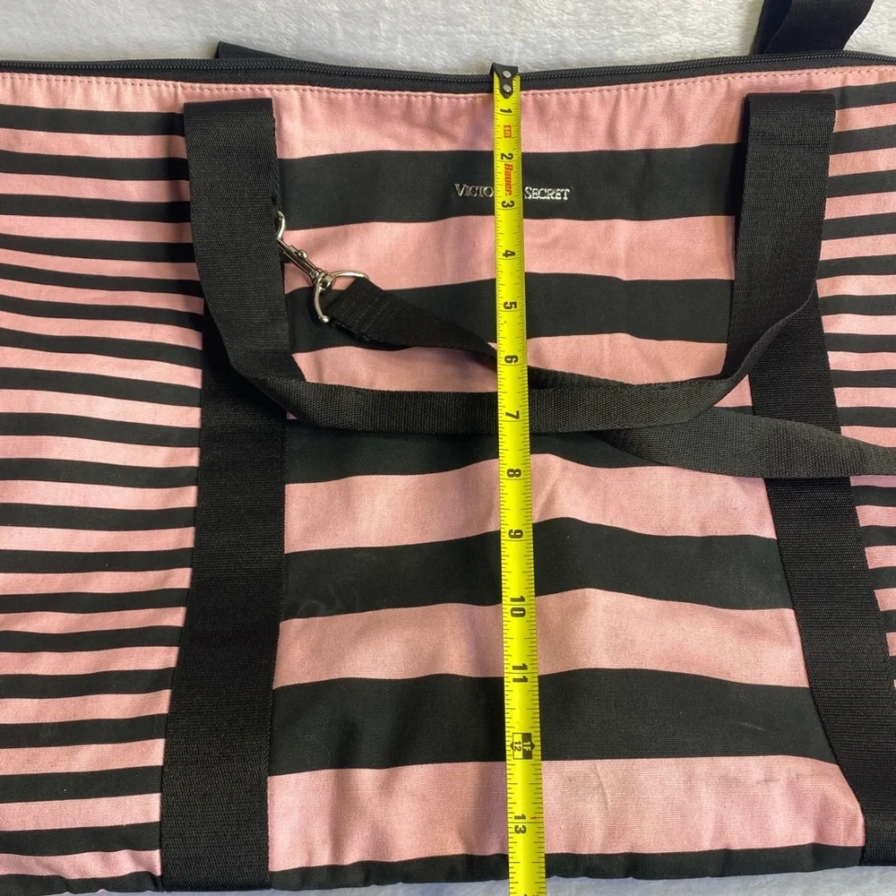 Victoria's Secret Weekenders Women's Pink Black Striped Duffle Bag - Picture 9 of 10